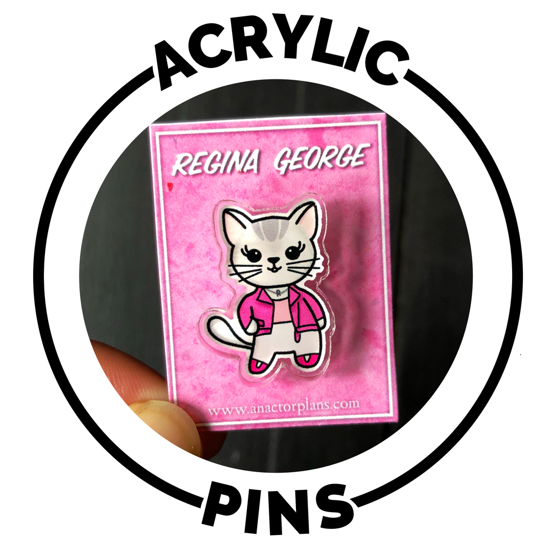 broadway cat acrylic pin on backing card