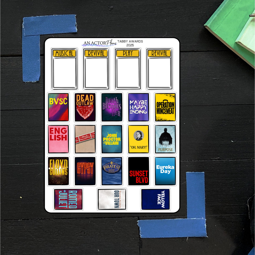 Tabby Awards 2025 // Best Musical & Play // Tracker // Sticker Sheet