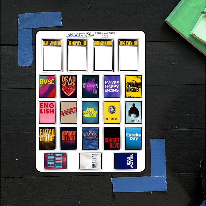 Tabby Awards 2025 // Best Musical & Play // Tracker // Sticker Sheet