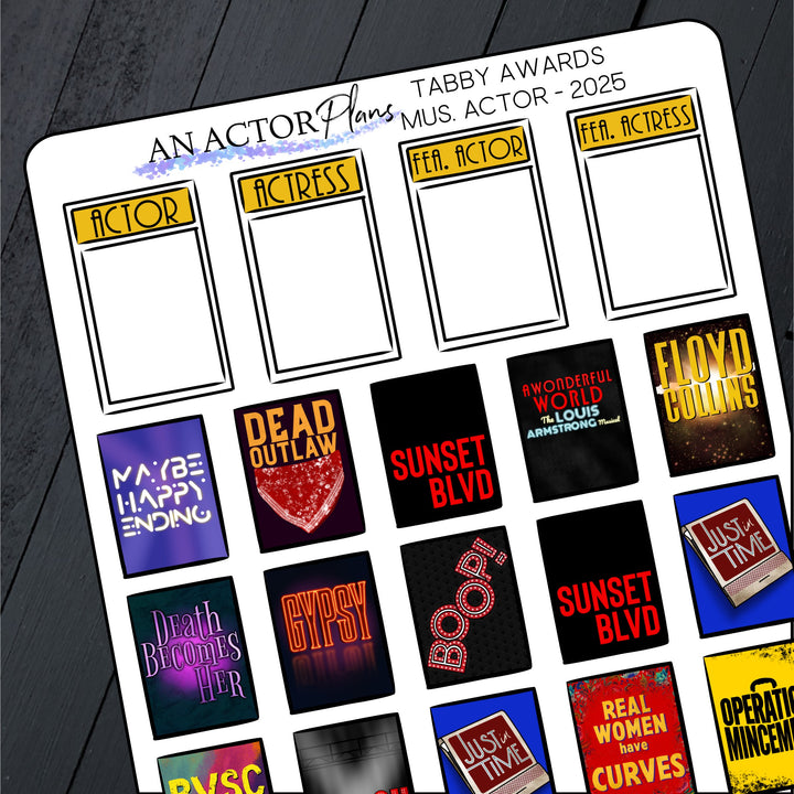 Tabby Awards 2025 // Actor & Actress // Tracker // Sticker Sheet