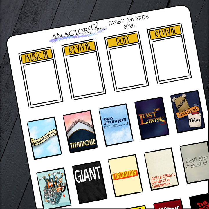Tabby Awards 2026 // Best Musical & Play // Tracker // Sticker Sheet