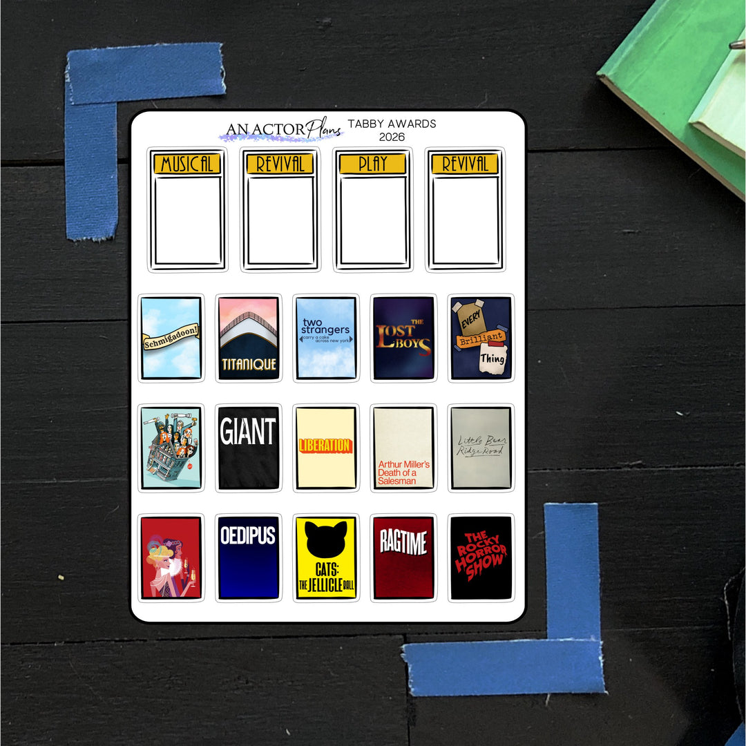 Tabby Awards 2026 // Best Musical & Play // Tracker // Sticker Sheet