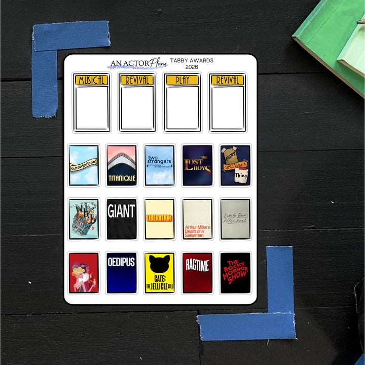 Tabby Awards 2026 // Best Musical & Play // Tracker // Sticker Sheet