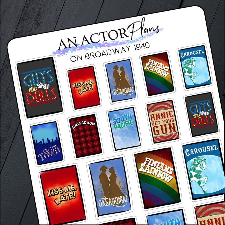 On Broadway 1940s // Posters // Sticker Sheet
