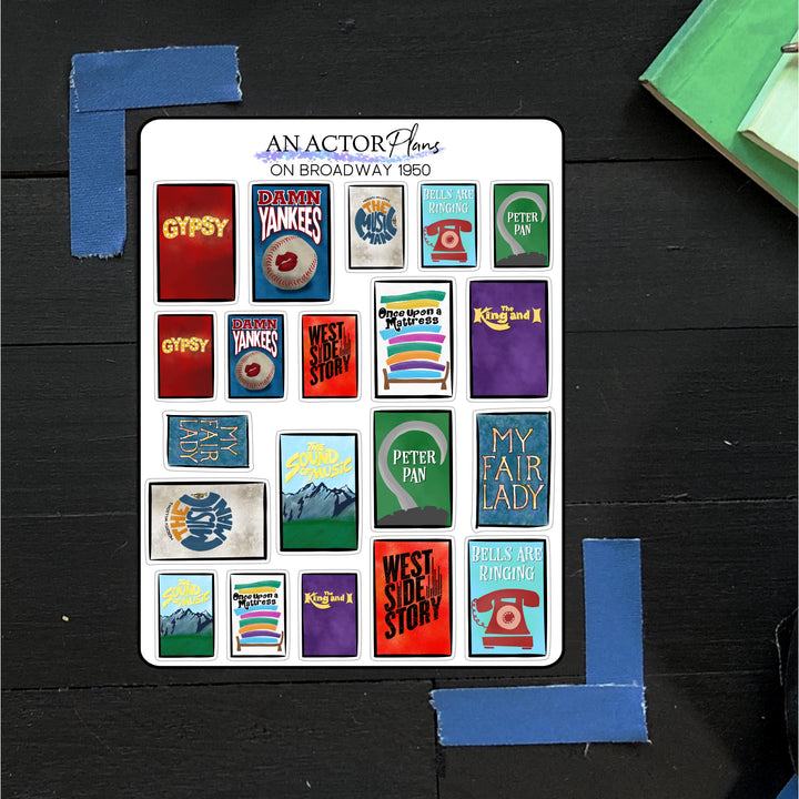 On Broadway 1950s // Posters // Sticker Sheet
