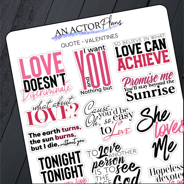 Valentine // Quotes // Sticker Sheet