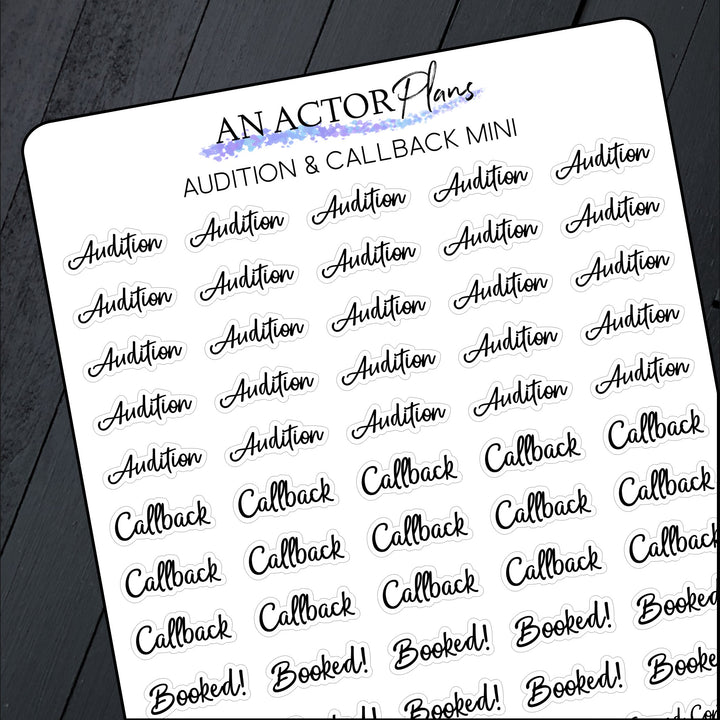 Audition & Callback // Sticker Sheet