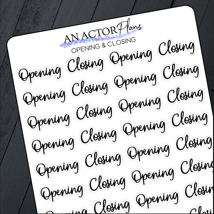 Opening & Closing // Sticker Sheet – An Actor Plans