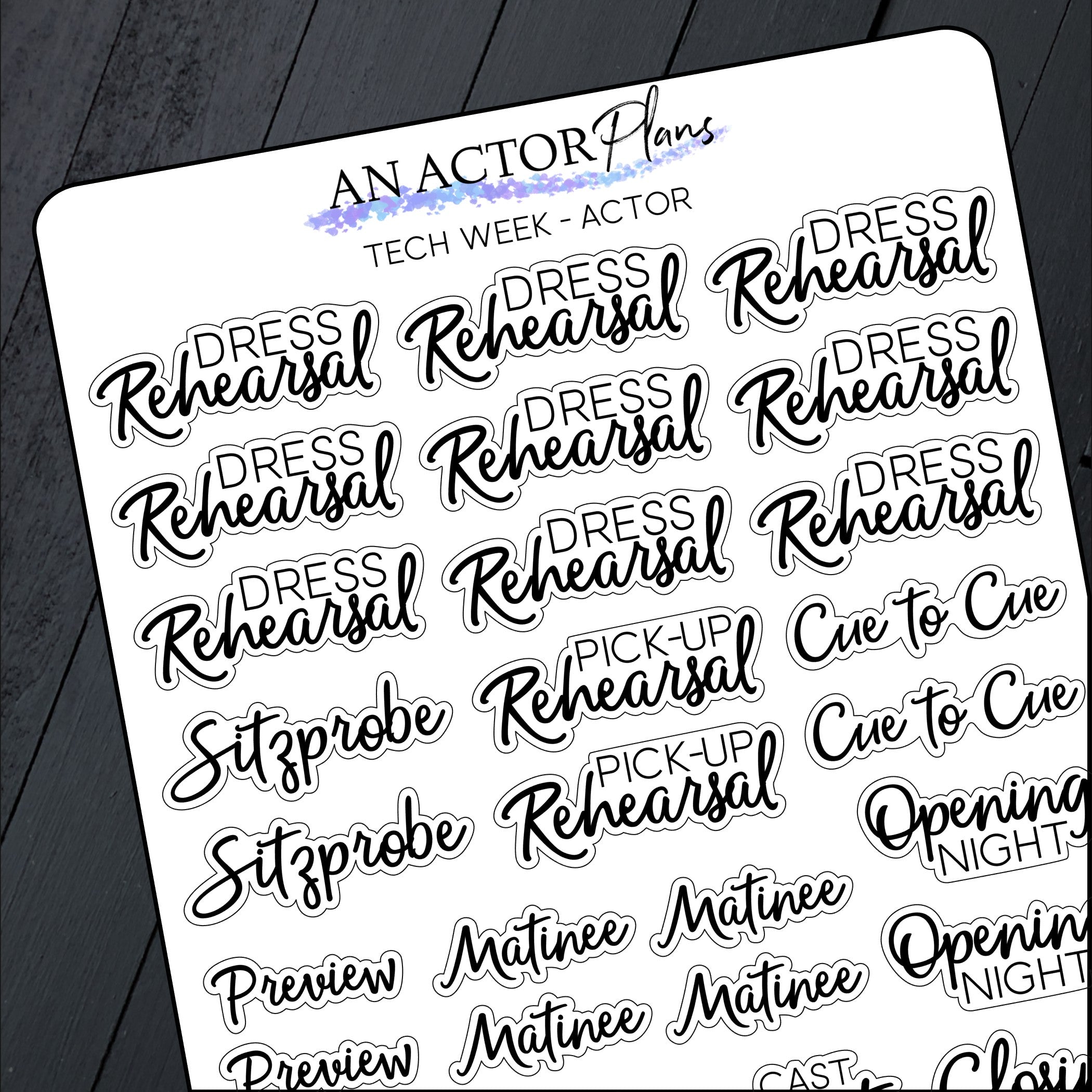 Tech Week - Actor // Sticker Sheet – An Actor Plans